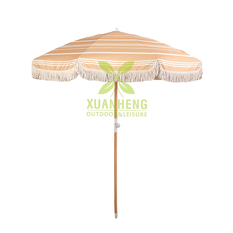 Parapluie de plage avec glands, personnalisable, offre une protection solaire et une protection UV, bonnes ventes d'usine, XH-U038 1