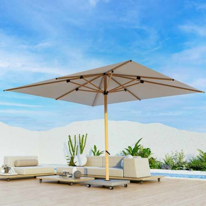 Umbrella de Parasol ao ar livre comercial - 100% de alumínio com look de madeira acabamento xh -u045 1