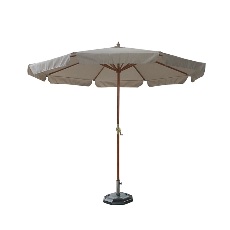 Premium 3m White Hand Crank Boy Umbrella - Abrigo de sol de madeira grande para pátio ao ar livre & Lazer XH -U046 1
