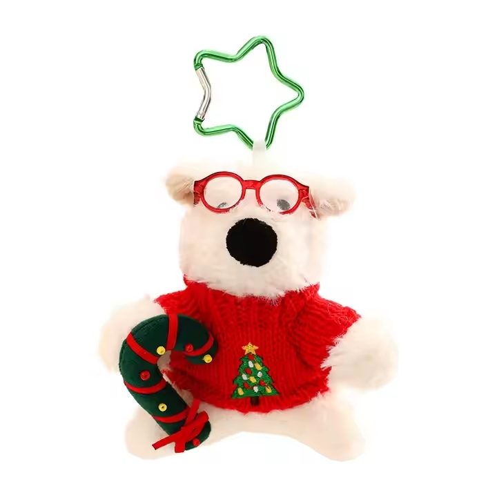 Christmas Plush Puppy Keychain 1