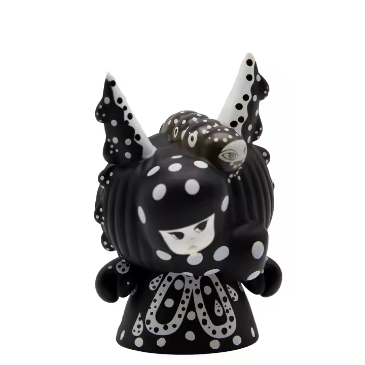 Designer PVC Art Toy, Black White Polka Dot Character Figure Main View