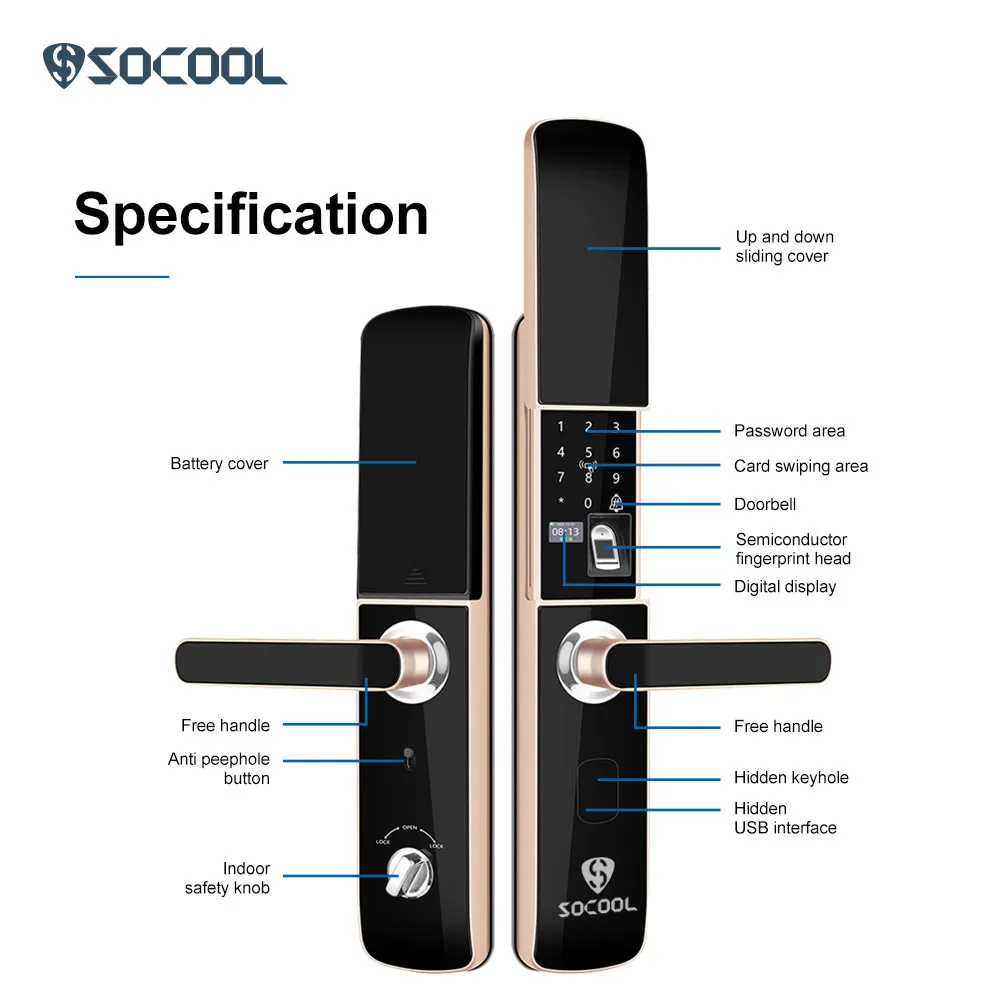 SOCOOL Fingerprint Door Lock for Bedroom Suppliers 2