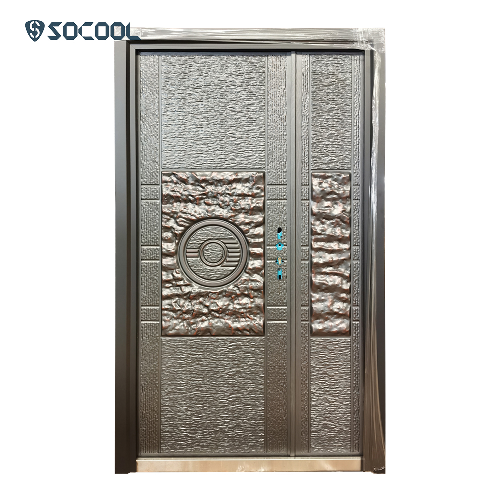 Imitation Stone Texture Double Door Luxury Entry Door 8