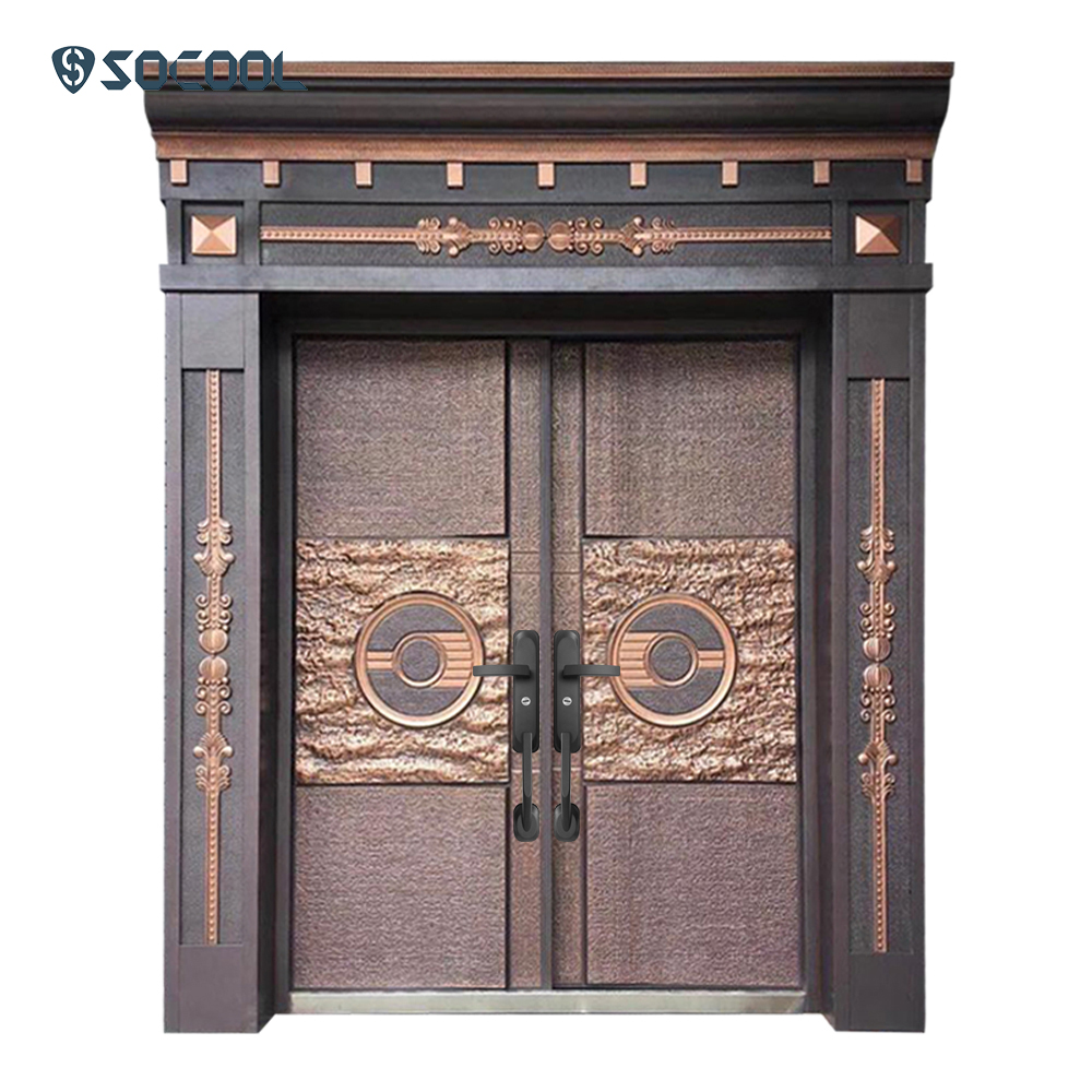 Imitation Stone Texture Double Door Luxury Entry Door 1