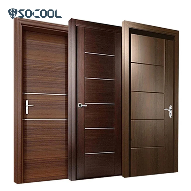 Puertas interiores de madera de acero de entrada principal usadas al por mayor de fábrica Puertas interiores de madera interiores 1