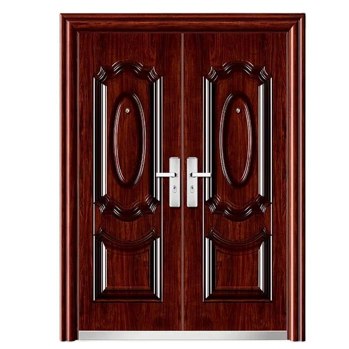 Luxury Modern Italian Design Style Security Door Interior Steel Security Double Entry Metal Doors Design 1