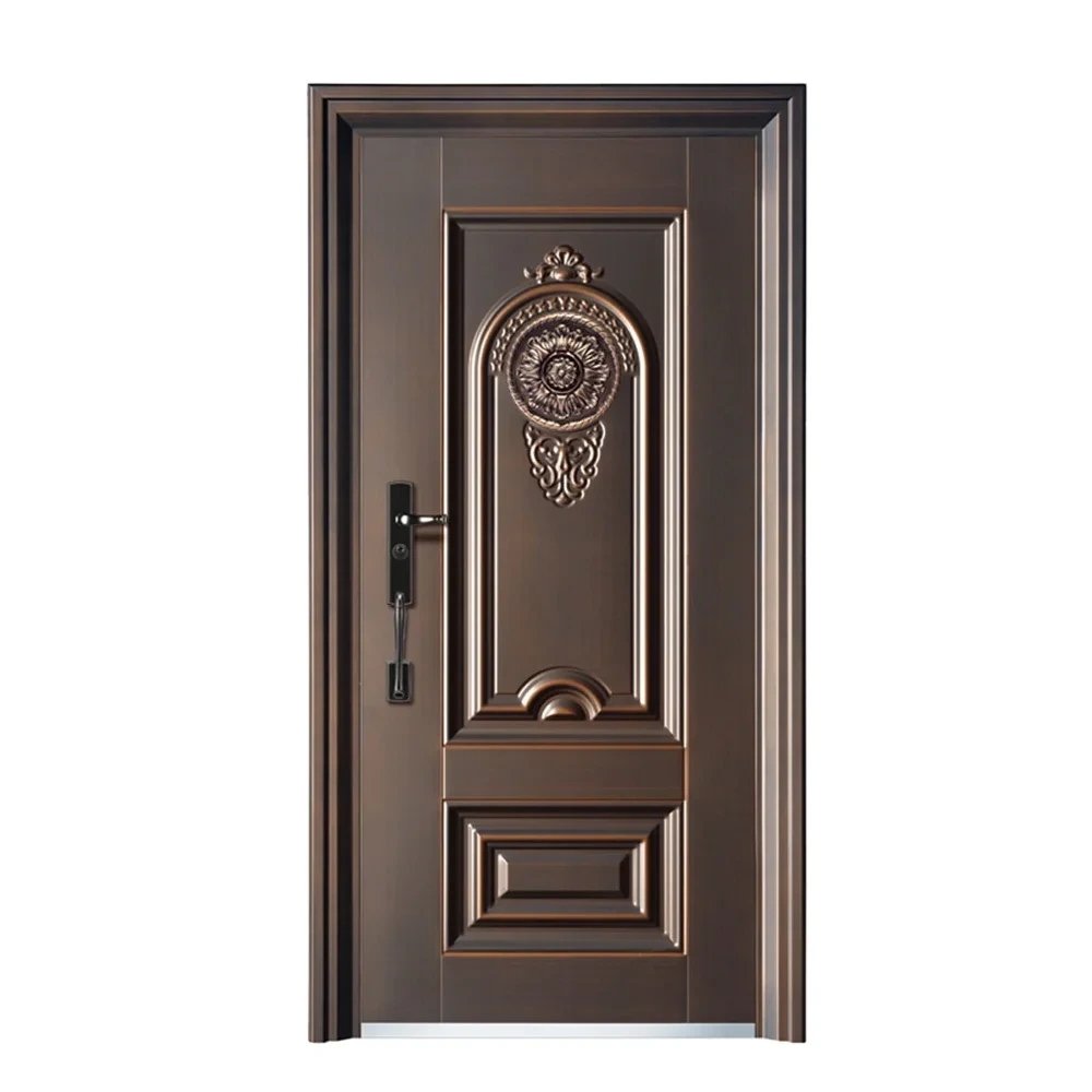 Modern Steel Security Doors Copper Clad Front Iron Single Door Design 1