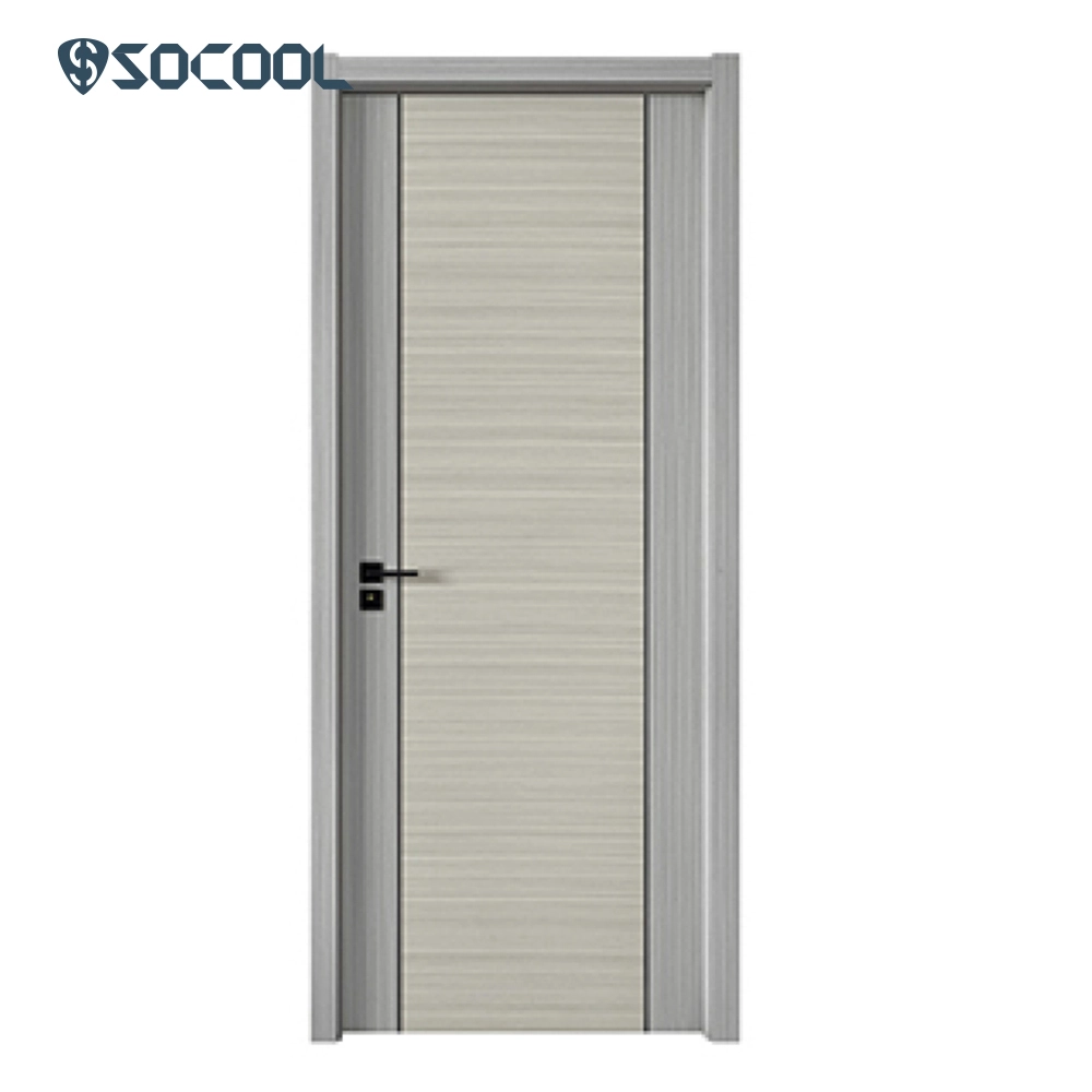 Socool Simplicidad Contemporánea Elegante Puerta Interior de Madera Gris con Líneas Llamativas 1