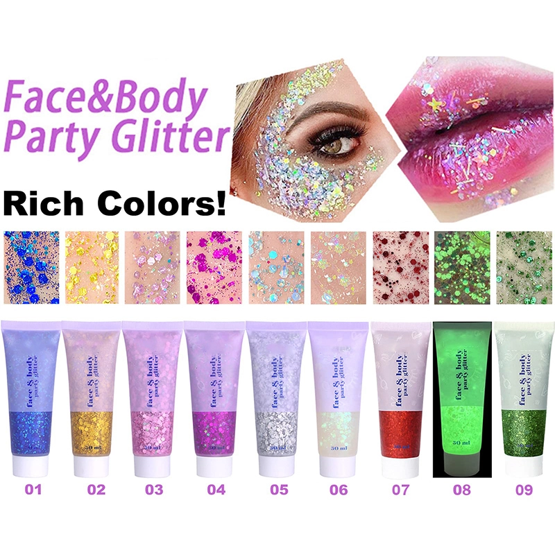 50ml hair glitter gel body glitter face glitter gel party stage glitter customized colors 1