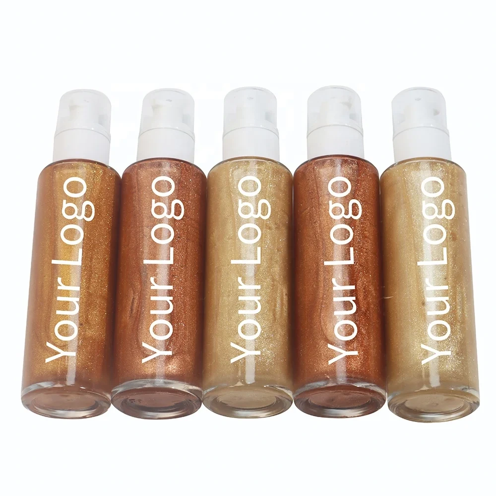 MLM Glitter Supplier Customizes Cosmetics Vegan Bronzer Shimmer Highlighters Manufactures Makeup Liquid Glitter Face Body Highlighter Oil Private Label 1