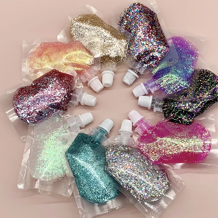 MLM Glitter Supplier Customizes 40ml Bag Packing Shiny Shimmer Hair Face Body Nail Art Decoration Bulk Glitter Body Glitter Gel 1