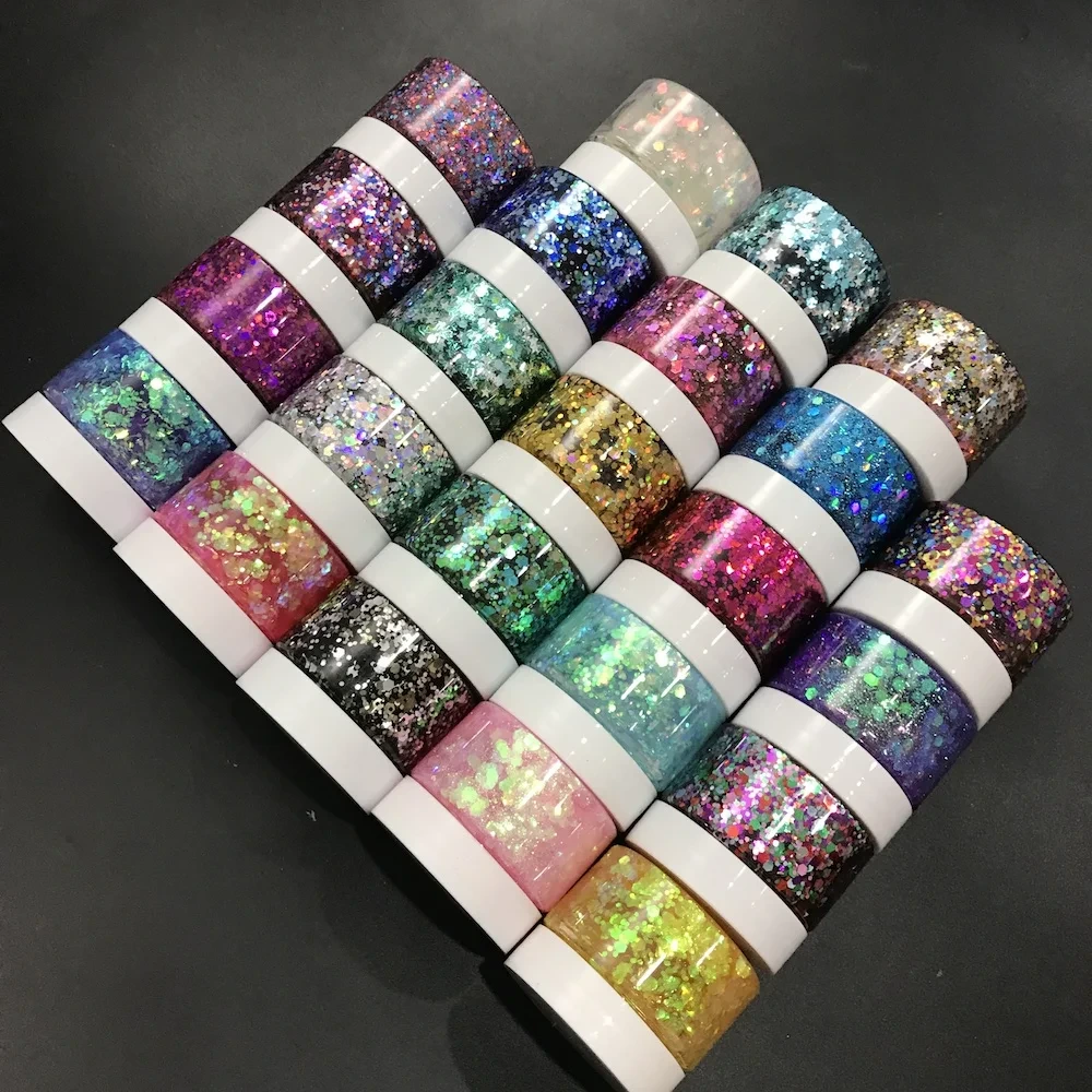 MLM Glitter Supplier Customizes Wholesale Eco Gel Glitter Gel Peel Off Holographic Chunky Glitter Gel For Face Hair Body Glitter Powder Cream 1
