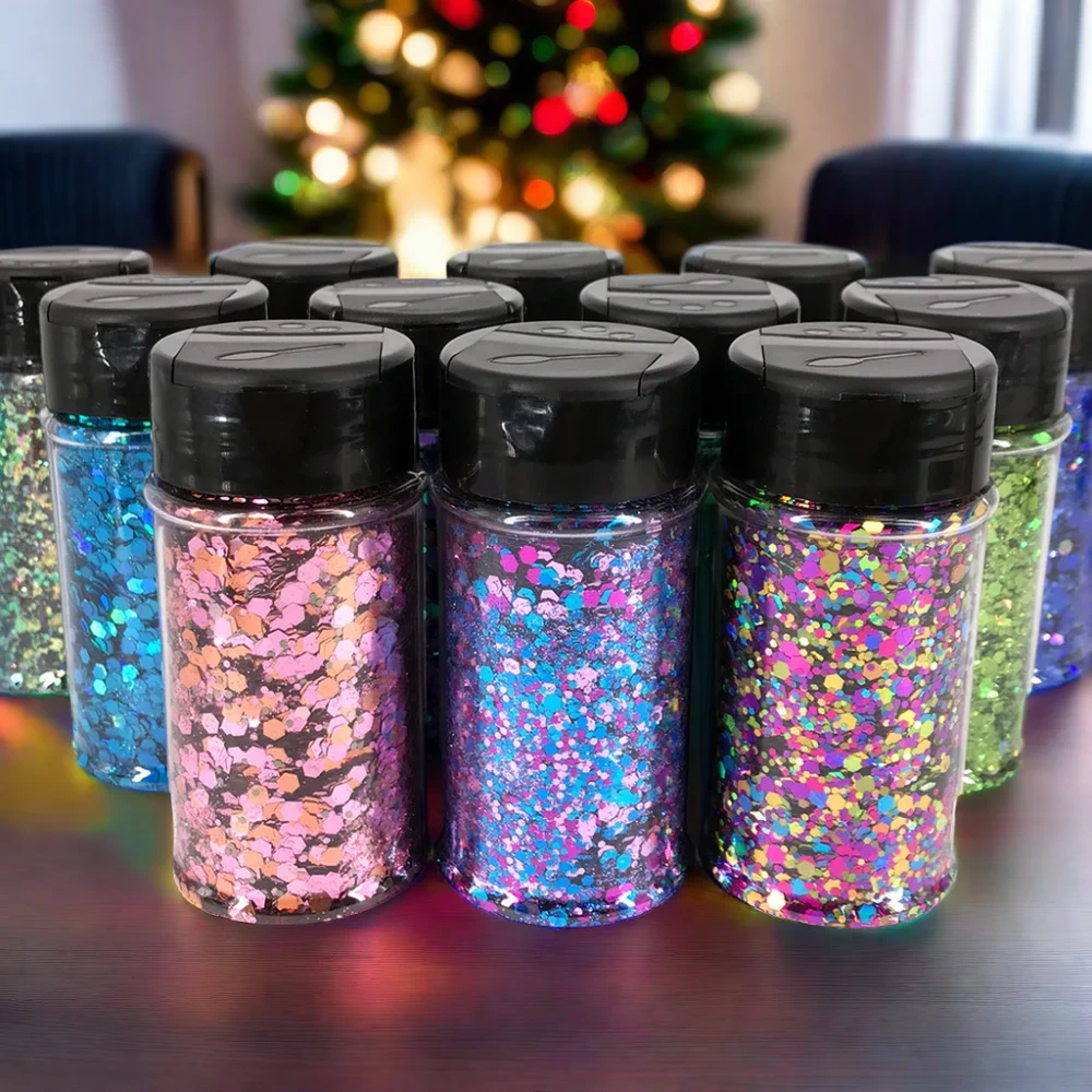 MLM Glitter Supplier Customizes Wholesale 1oz 2oz Bulk Powder Glitter For Arts And Crafts Christmas Glitter 1