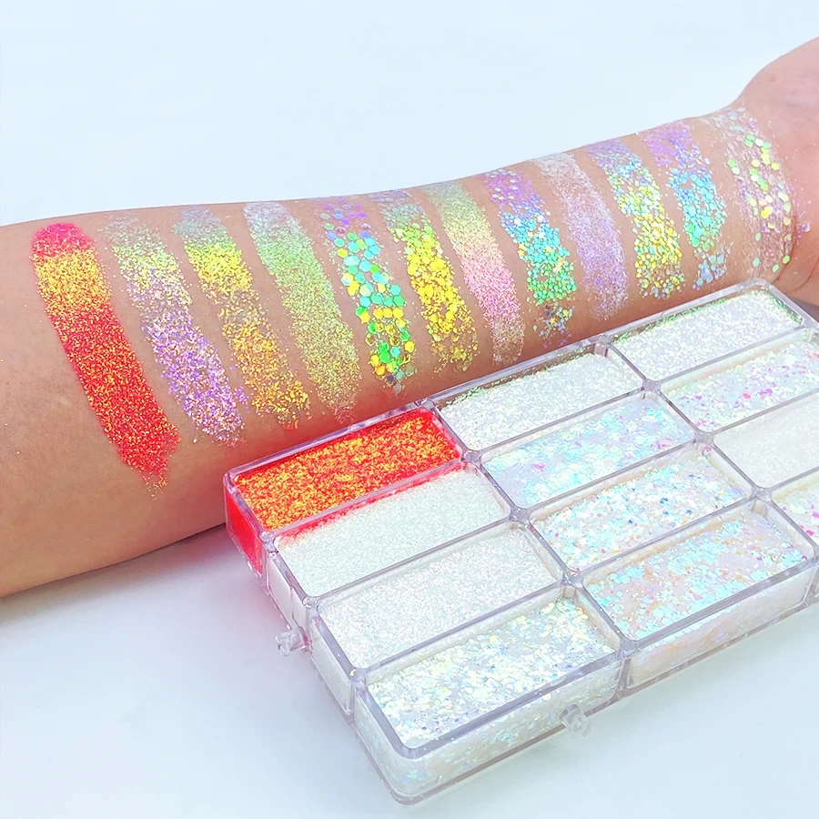 MLM Glitter Supplier Custom 6 Colors Optional 110g Biodegradable Eyeshadow Cream For Body Makeup Eye Shadow Palette 1