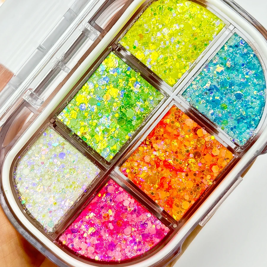 MLM Glitter Supplier Customizes Makeup Biodegradable Glitter Gel Long-lasting Waterproof Ultra Bright Private Label Highlight Cream Glitter Gel Palette 1