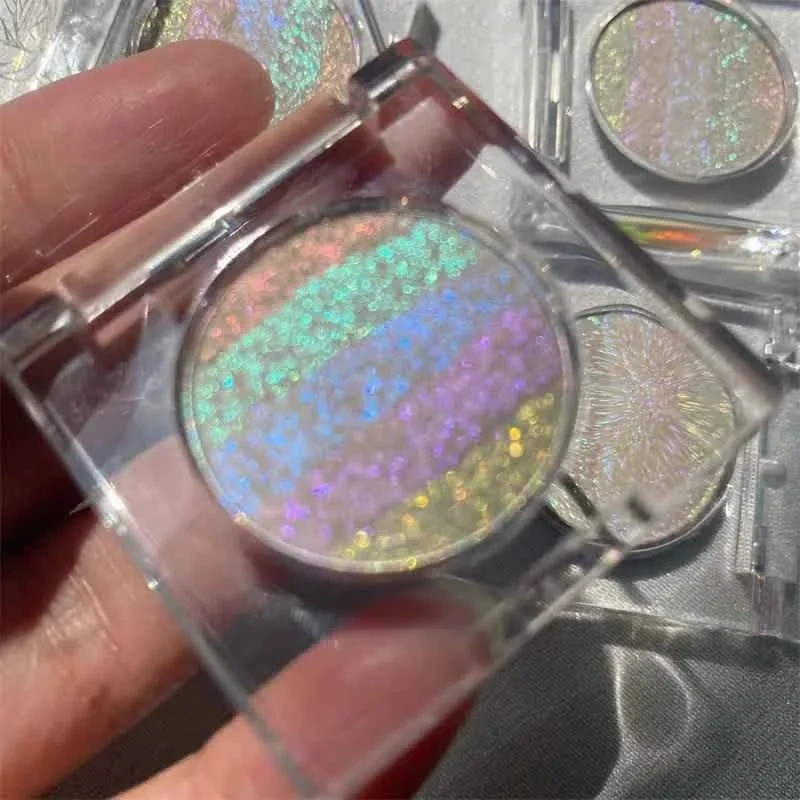 MLM Glitter Supplier Customizes Custom Your Own Brand Vegan Makeup Pressed Glitter Eyeshadow Palette Single Rainbow Eye Shadow 1