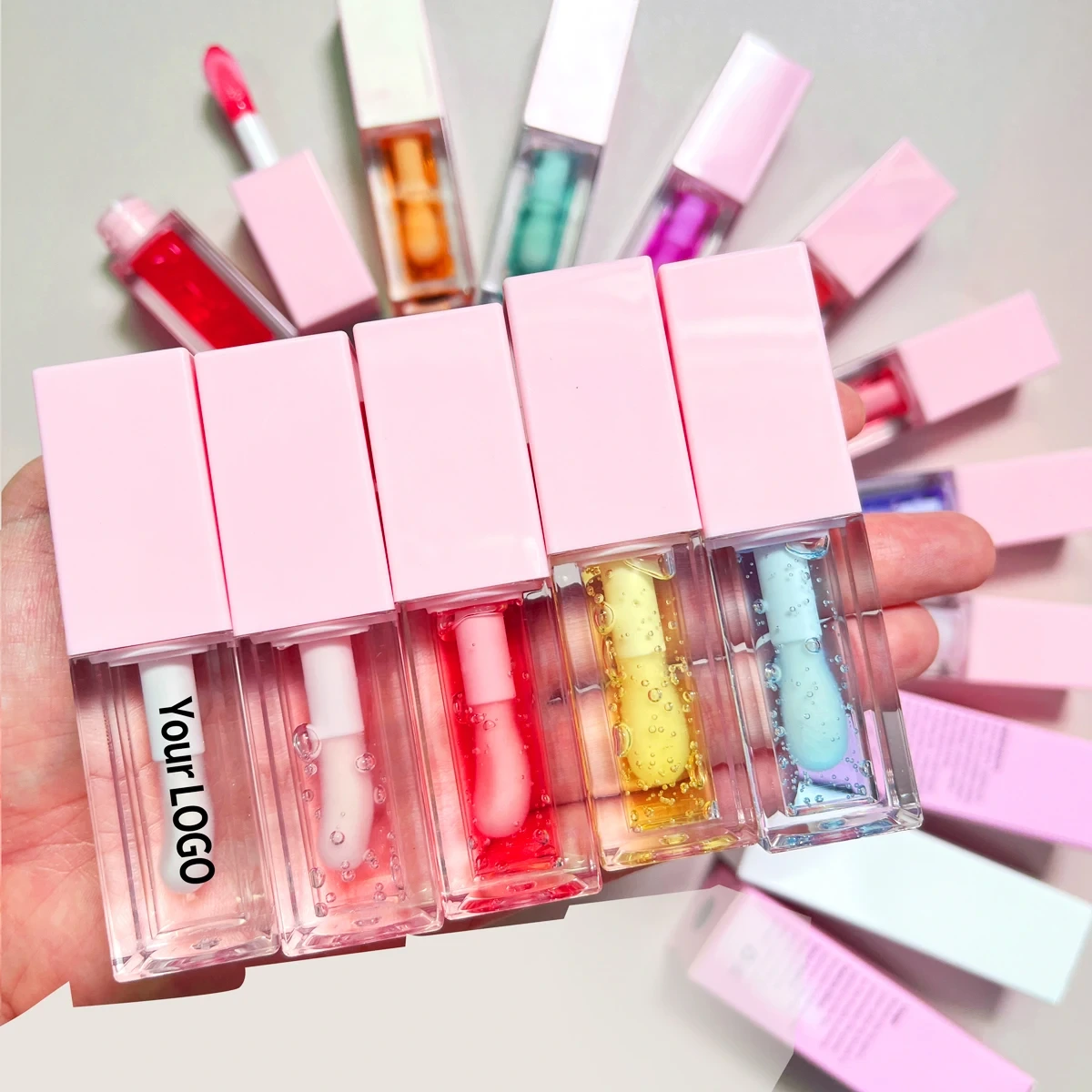 MLM Glitter Supplier Customizes Wholesale Low Moq High Quality Lip Glossy Flavouring Oil Private Label Clear Vegan Pink Plumped Lip Oil 1