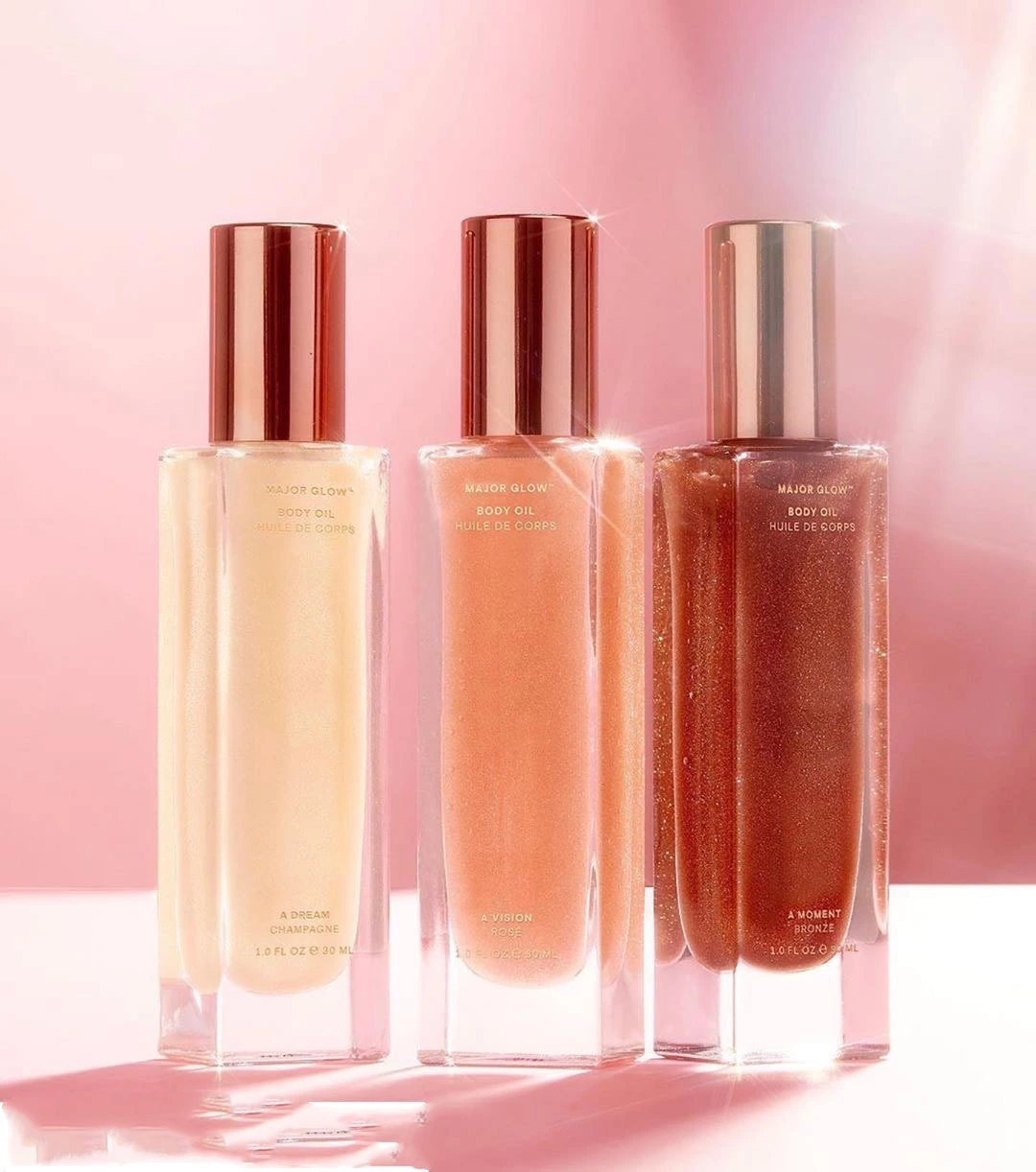Hot Custom 100ml Moisturizing Glow Body Shimmer Oil for Interstellar Shimmer Dry Oil Skin Natural Fragrance Heart Shape Bottle 1
