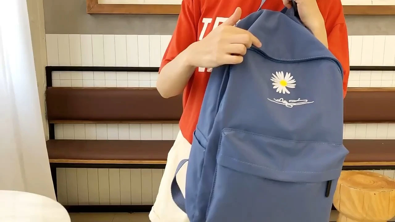 Sac d'école pour adolescentes, sac à dos pour filles, sacs à livres imprimés pour femmes, sac d'école pour collégiens, grand sac à dos noir en Nylon à fleurs mignonnes 1