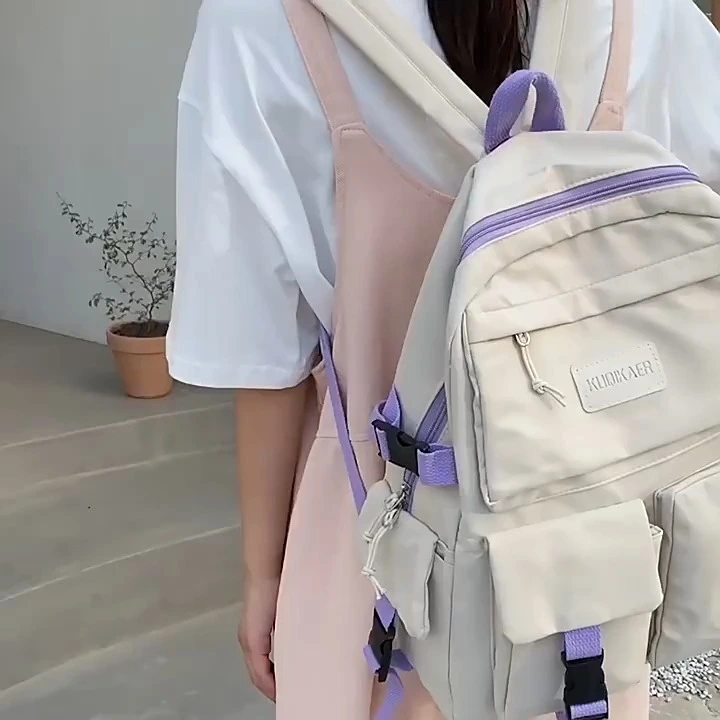 Mochila para mujeres adolescentes, impermeable, de nailon, famosa mochila escolar para niñas, mochila de viaje negra a la moda 1