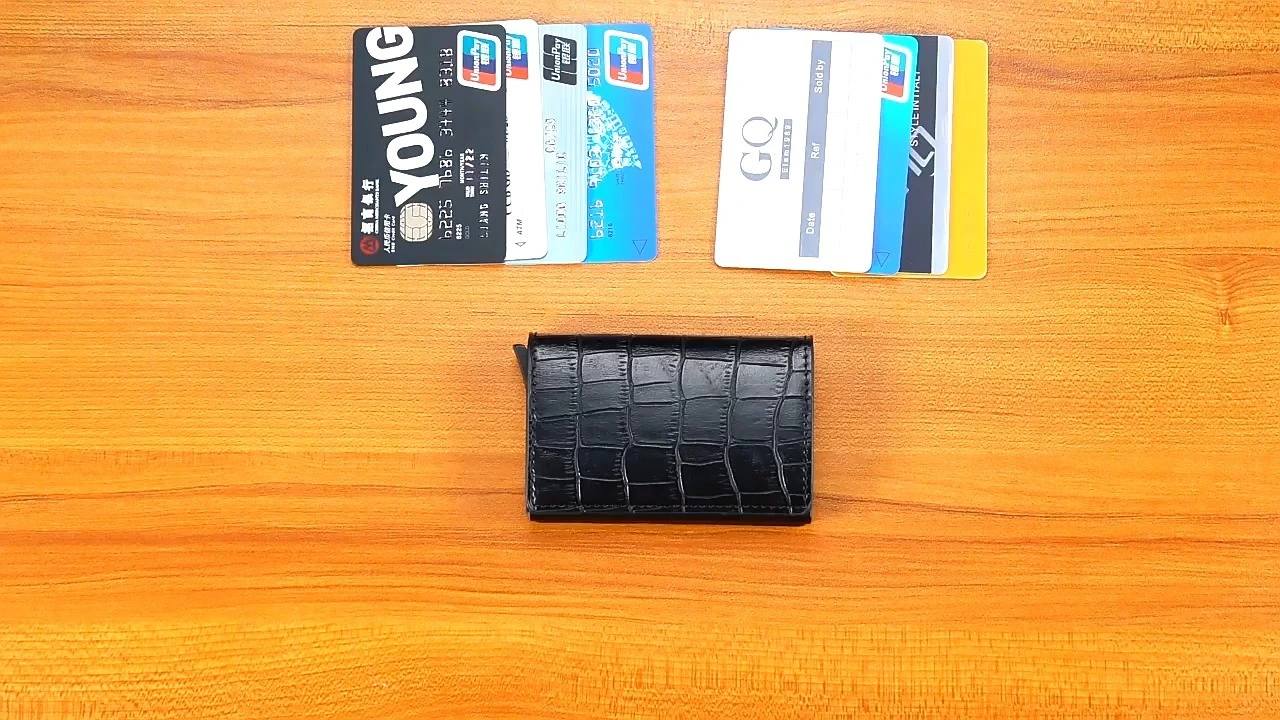 Funda de aluminio para tarjetas de crédito, billetera a prueba de robo, tarjetero RFID de negocios, venta al por mayor, cuero PU antimagnético + Pu interior de tpu 1