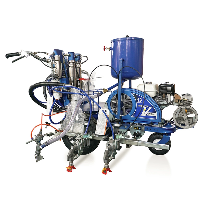 200HS two component road marking spray paint machine mixed outside 1