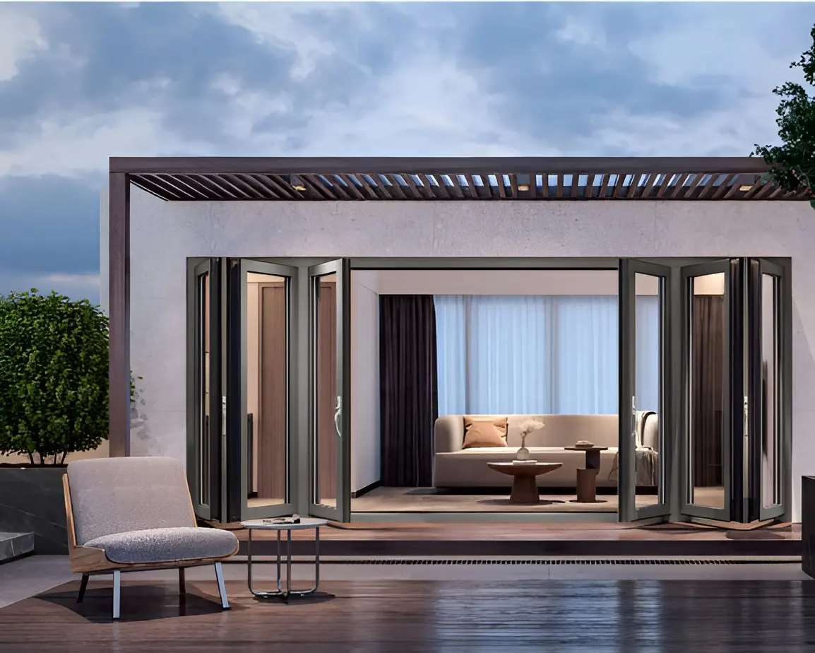 Puertas exteriores plegables de aluminio de HSTM 2