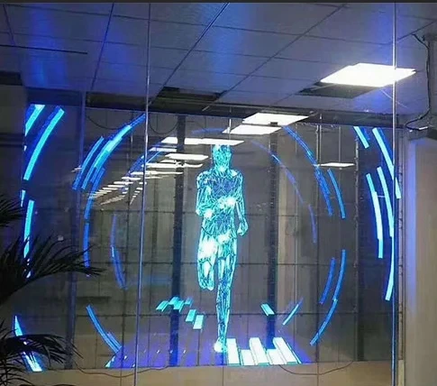 Hot Sale Curved Curtain High Transparent Led Screen Price P2.6-5.6 Transparent Led Screen Glass Window Transparent Led Display 1