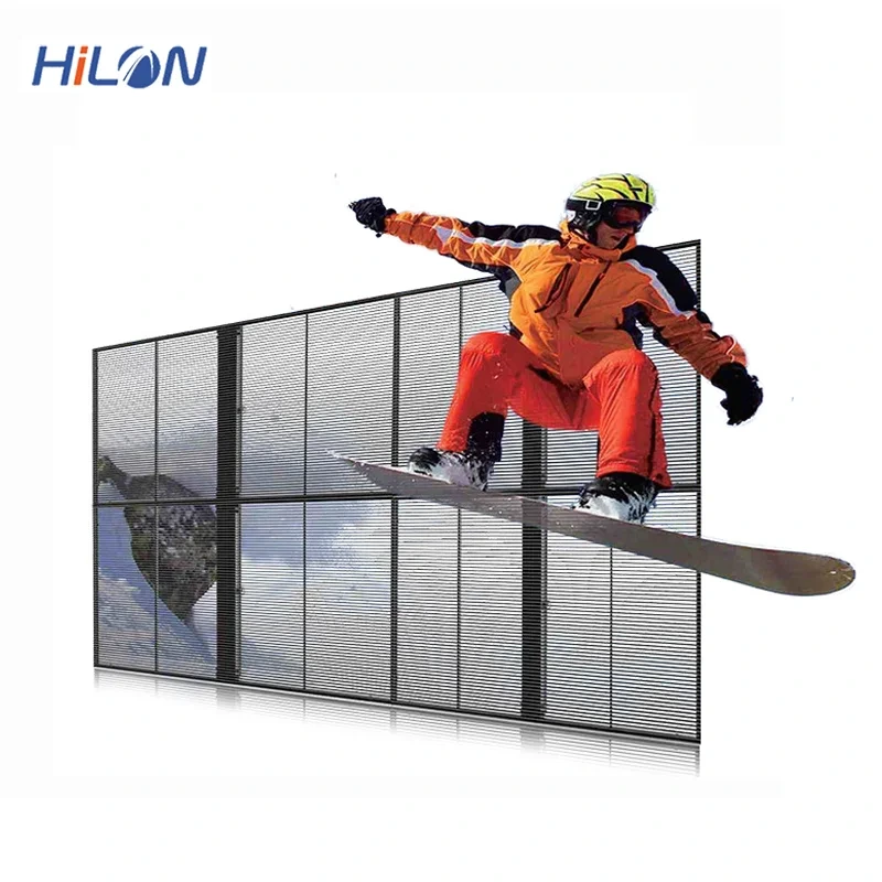Waterproof Glass Curtain Wall Advertisement Hd Led Transparent Display Screen 3.9mm-7.8mm 1
