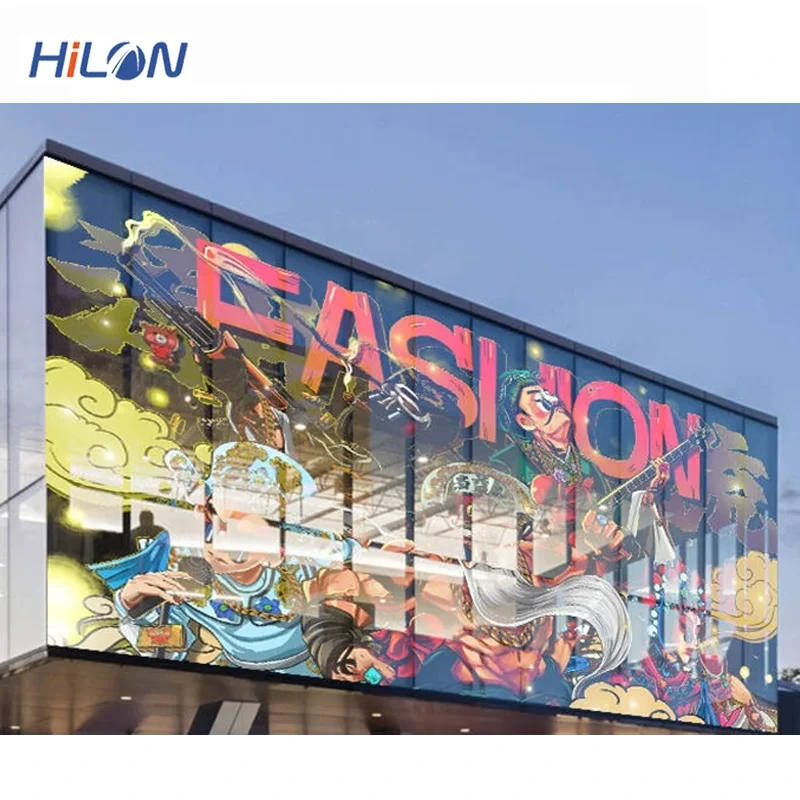 Shopping Mall Advertising P3.9 P7.81 Mesh Dip Ultra-thin Transparent Led Display P15-31 Led Film Outdoor Led Mesh Display Screen 1