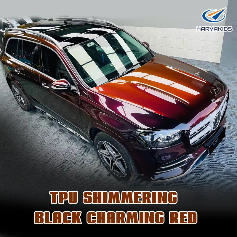 Harvakids TPU Shimmering Black Charming Red Car Wrap 1