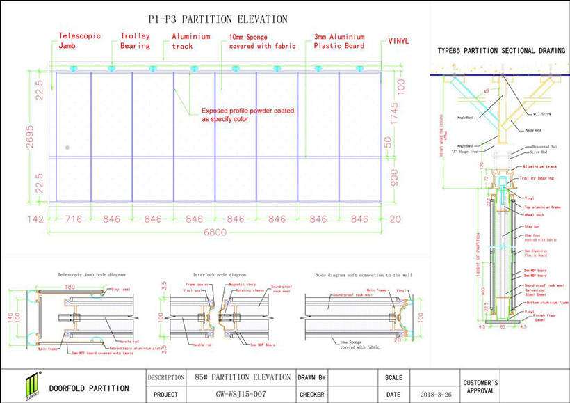 Doorfold modern partition for theater 11