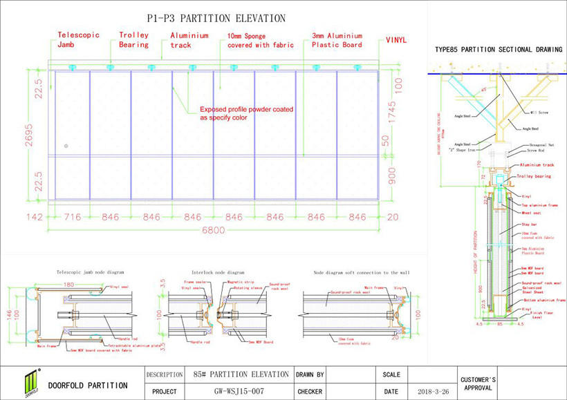 Doorfold modern partition for theater 12