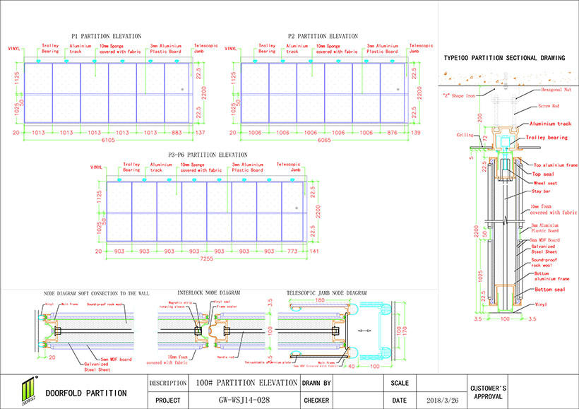 Doorfold modern partition for theater 13