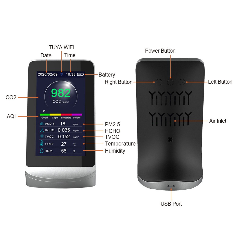 多機能 11 in One 空気品質モニター ワイヤレス tuya WiFi アプリ付き 3