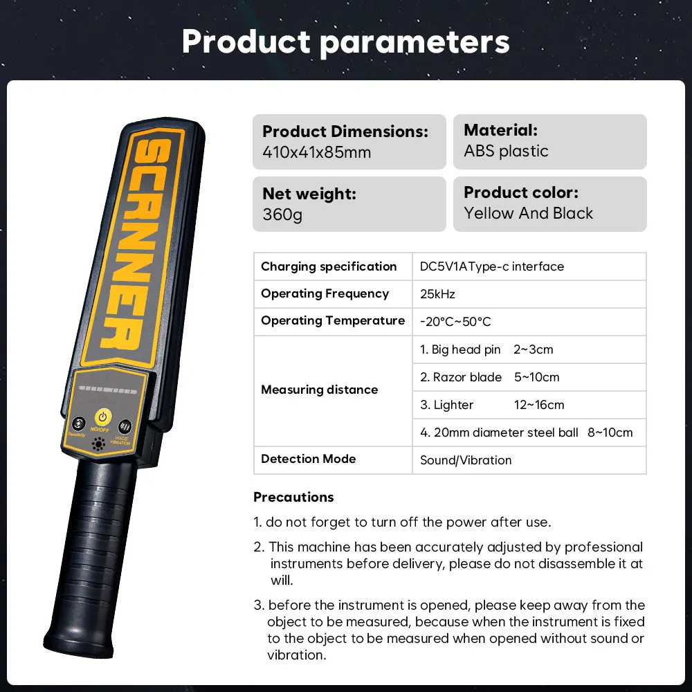 Newmetal Detector Cost for Workplace Yellow Black ABS 4