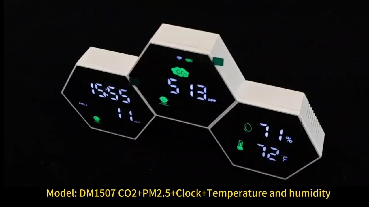 Detektor Monitor CO2 &PM2.5 di Dinding 6 dalam satu dengan APLIKASI WIFI TUYA 1