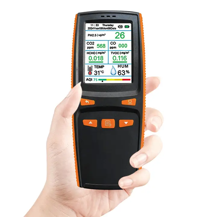 空気質モニター、ポータブル空気質モニター温度湿度テスターCO2検出器