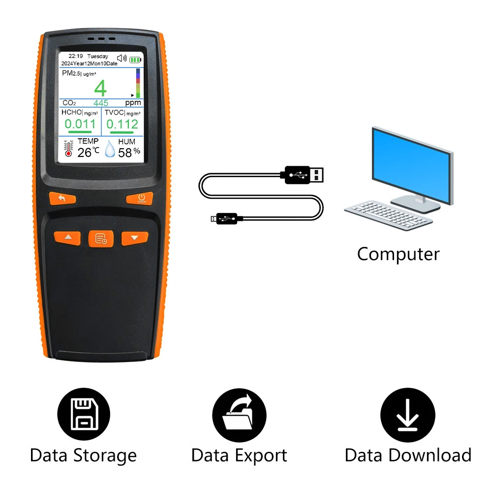 Multi-function Air quality monitor 10 in One Support data storage and export download 1