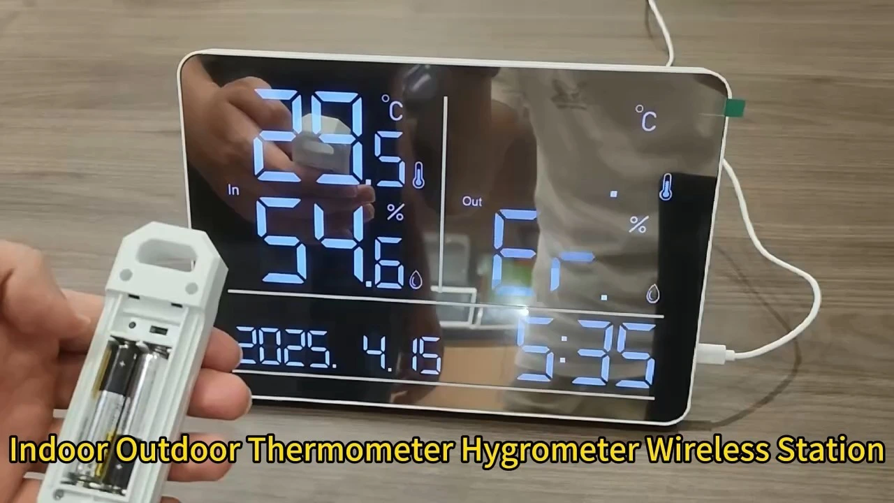 Temperatur- und Feuchtigkeitsmelder für den Innen- und Außenbereich mit Sender 1