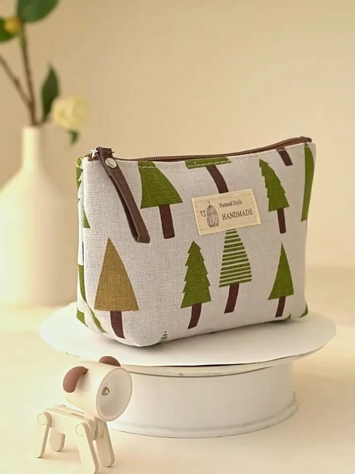 Bolsa de moedas com zíper de tecido Bolsa de armazenamento de cosméticos Bolsa multifuncional de lona Bolsa para cartões Bolsa para chaves 1