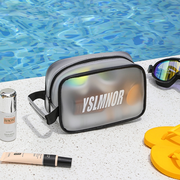 Bolsa de natação feminina com separação molhada e seca, à prova d'água, esportiva, transparente, equipamento de natação, bolsa de higiene pessoal com zíper 1