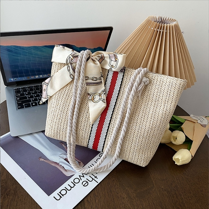 Stroh frauen Japanische neue strandtasche einfache große kapazität gewebte handtasche mode reise einkaufen schulter einkaufstasche 1