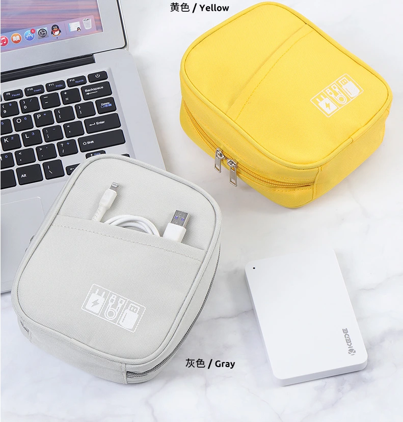 Solid color data cable charger organizer storage bag 1