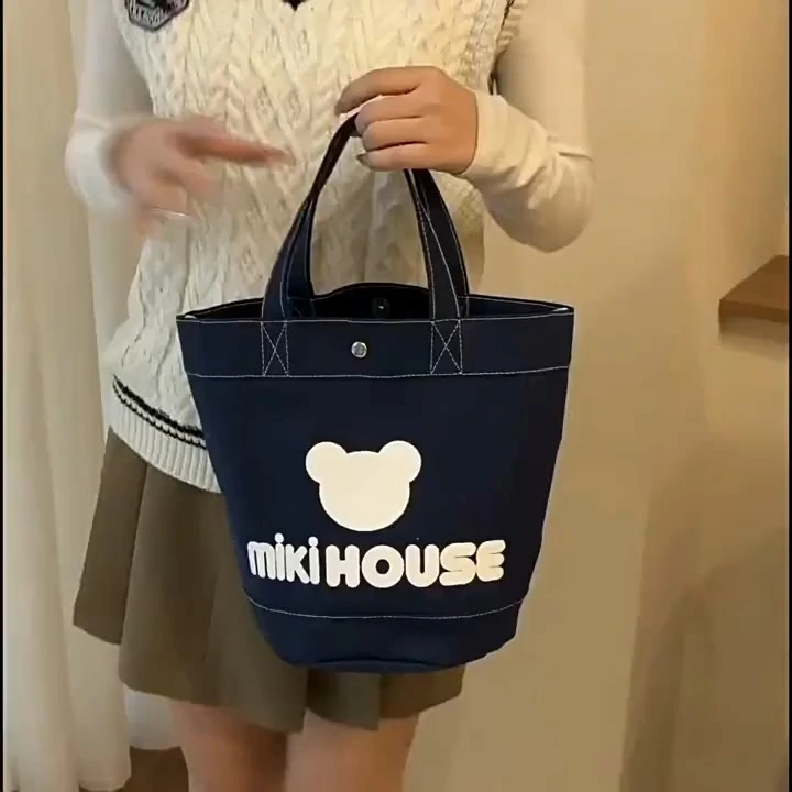 새로운 여성 패션 여행 캔버스 가방 인쇄 만화 버킷 토트 쇼핑 가방 학생 점심 가방 1