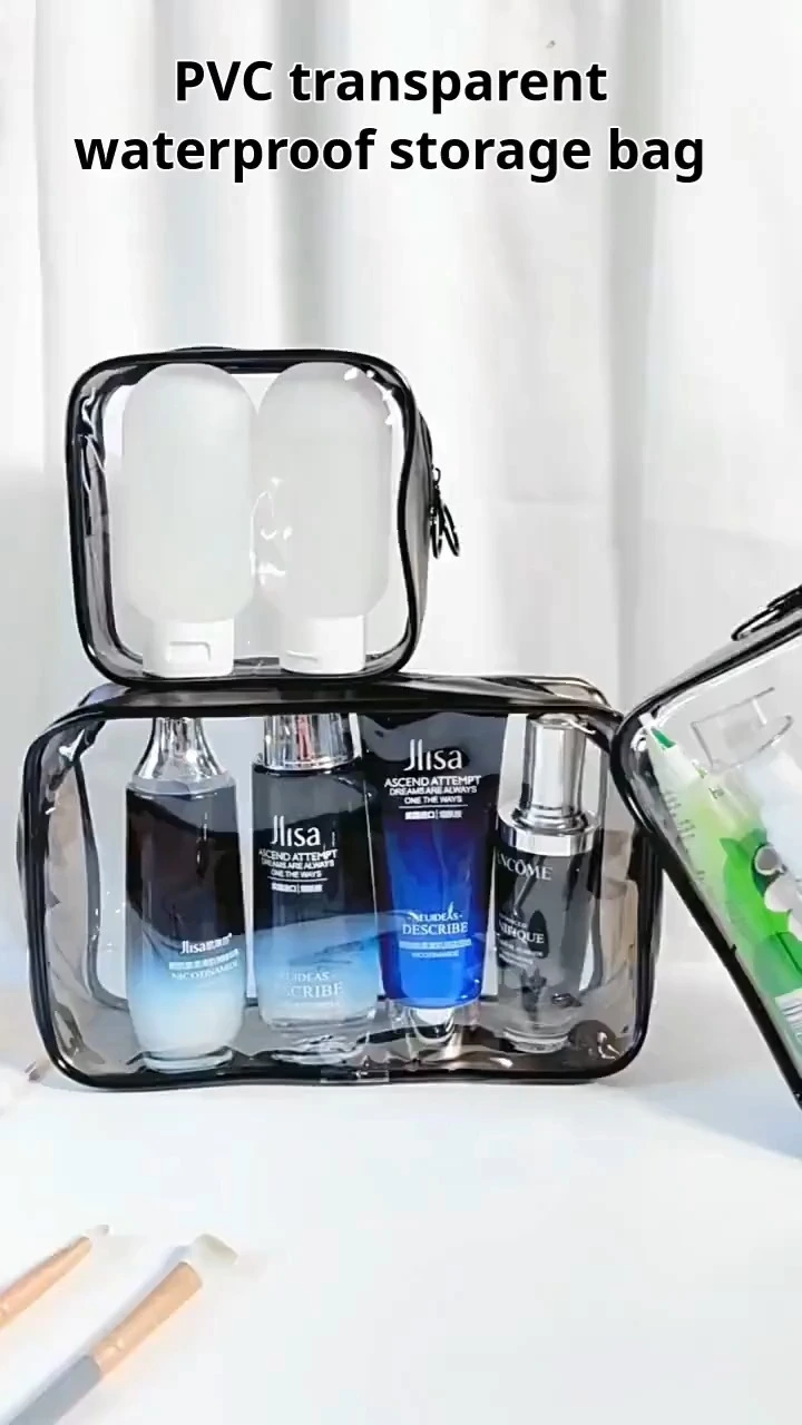 Heiße PVC-Frau, klare Make-up-Tasche, transparenter Lippenstift, Schönheit, Kosmetiktasche, Mädchen, Reisen, Mode, Kunststoff-Kulturbeutel 1