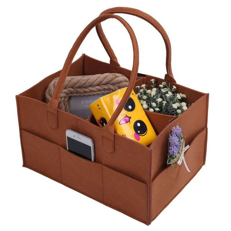Custom felt diaper storage bag Mommy travel portable folding storage basket Diaper multi-compartment storage bag 1