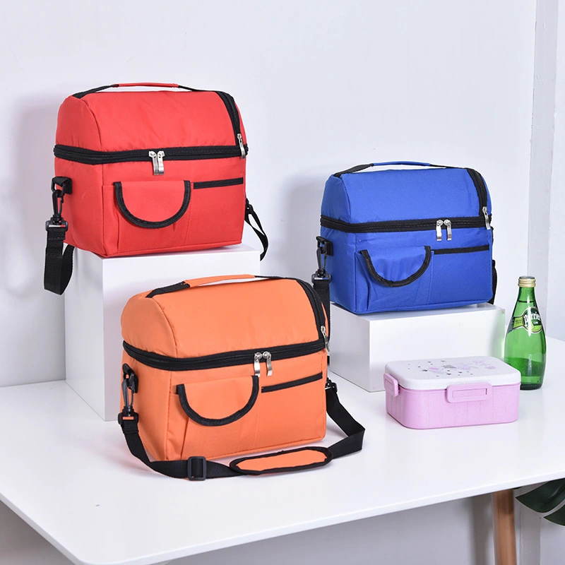 New double-layer lunch bag large capacity ice pack outdoor camping with meal picnic bag Thermal bento bag-1722837530068298 1