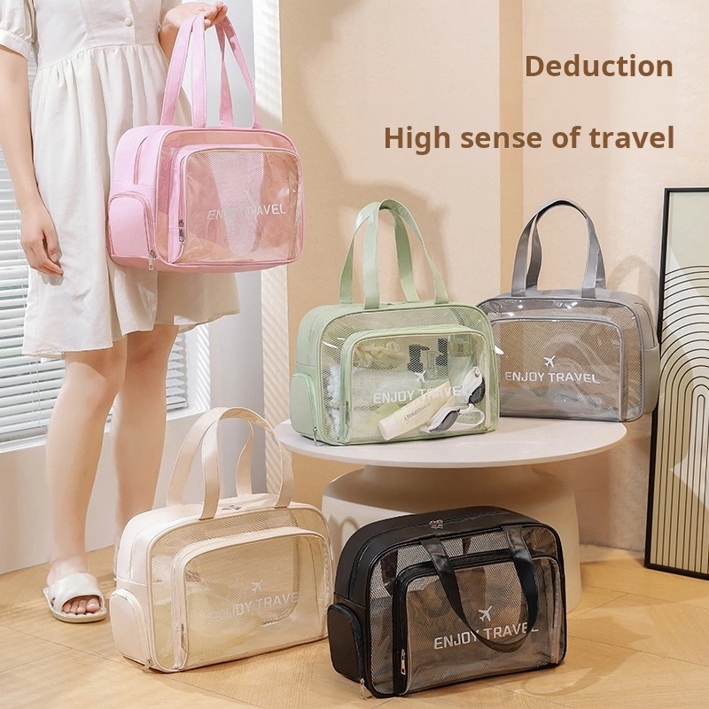 Beauty fashion travel Transparent bag Dry and wet separation fitness toiletry beach bag female clear makeup bag 1