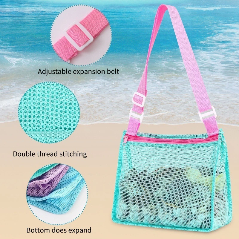 Mga bata beach toy storage net bag kids shell collection bag murang beach seaside travel net tote bag 1